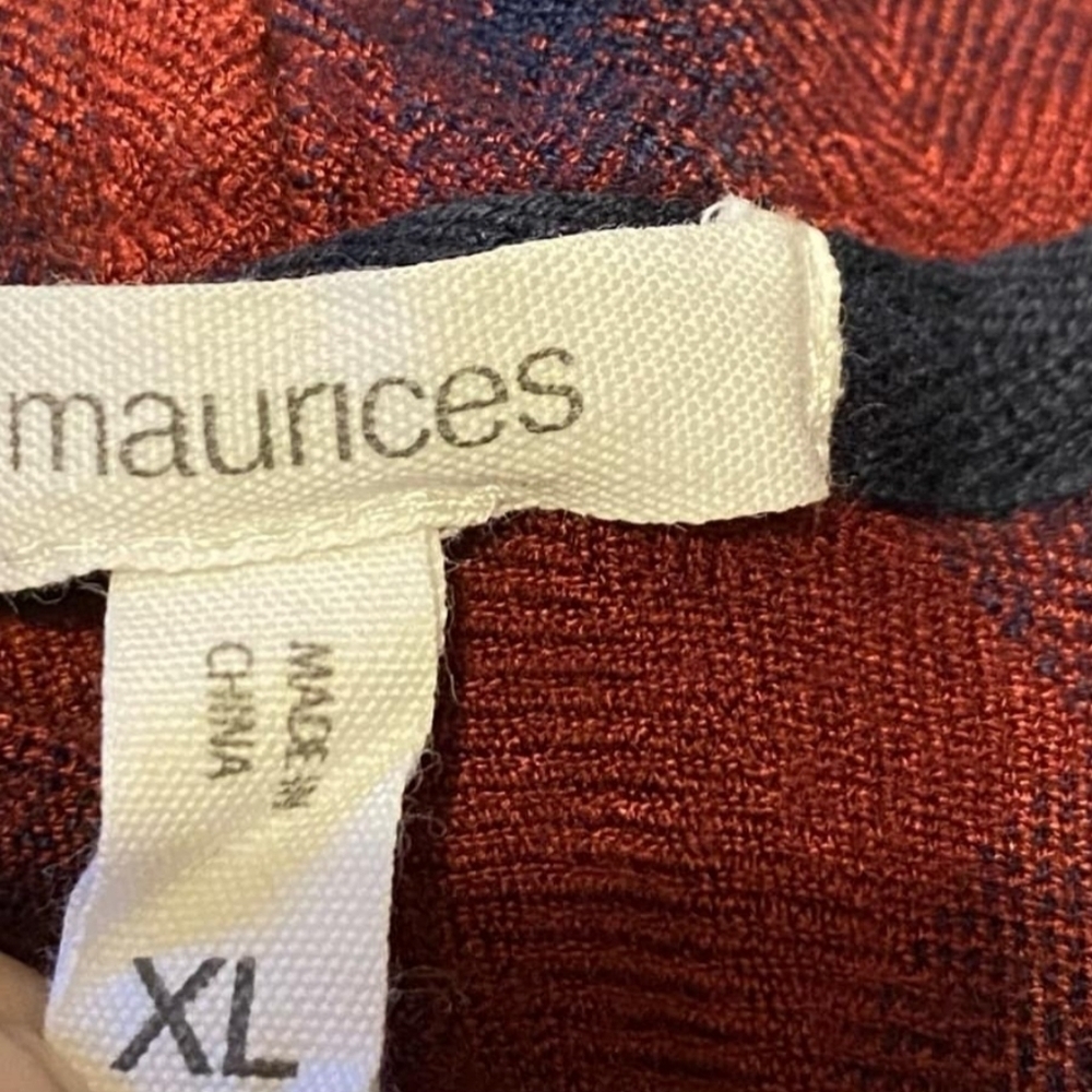 Maurices Red Blue Plaid Hooded Button Shirt Women's XL Fall Layer Western EUC - Picture 5 of 7